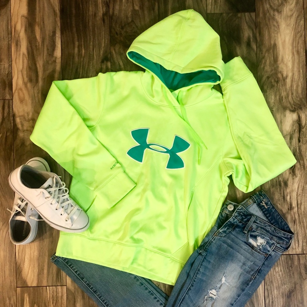 Medium Under Armour Storm hoodie. Lime green.